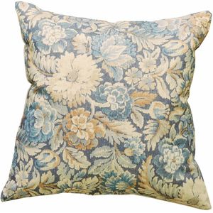 LOBERON Kussenhoes Lumielle Blauw/Beige - Katoen - Weven Bloemenpatroon