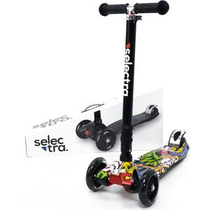 Selectra kinderstep met 4 lichtgevende wielen – Kick step voor kinderen van 3 t/m 9 jaar – Led scooter met click and ride functie - extreme skull