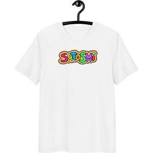 Colorful Satoshi T-shirt - By BitPopArt - Bitcoin T-shirt - Unisex - 100% Biologisch Katoen - Wit - Maat 3XL | Bitcoin cadeau| Bitcoin T-shirt| Bitcoin Shirt| Bitcoin Merch| Bitcoin Merchandise| Bitcoin Kleding| Crypto T-shirt