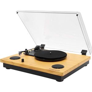 Bluetooth draaitafel met stereoluidsprekers - 33 45 en 78 rpm - USB en RCA-uitgangen - streaming smartphone pc - natuurlijke houten afwerking