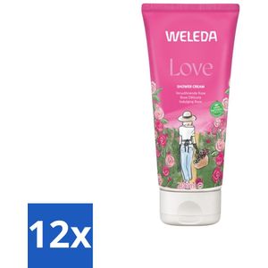 12 x WELEDA - Douchecrème Aroma Shower Love - 200 ml - Douchecrème - Natuurlijke Douche - Aromatherapie - Rozengeur - Jasmijngeur