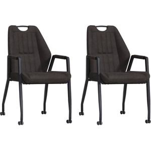 Stoel Axa met wielen - Antraciet - set van 2 stuks