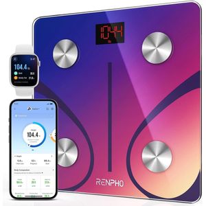 Digitale Personenweegschaal met Bluetooth en App voor Lichaamsanalyse - Lichaamsvet, BMI, Spiermassa