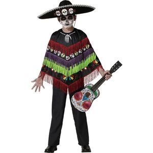 ATOSA - Poncho-skeletkostuum Dia de los muertos kind - 134/146 (7-9 jaar)