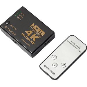 QY 4K HDMI Switch Ultra HD 3 in 1 uit Splitter Met Afstandsbediening - 3 Poorts Hub Verdeler