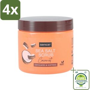 Sence - Coconut - Bodyscrub - Verzorgend - 500 g - Voordeelverpakking - 4 stuks - Lichaams Scrub - Kokos Scrub