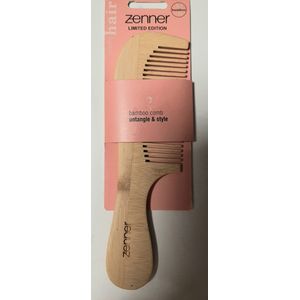 Zenner hair - limited edition - bamboe kam met handvat - bamboo comb - 21cm - grove haarkam