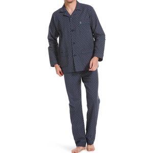 Robson Heren pyjama katoen knoopsluiting - 733 - 60 - Blauw