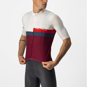 Castelli Fietsshirt Korte Mouwen Heren Wit Bordeaux - A BLOCCO JERSEY IVORY RED BLUE BORDEAUXzzz-S