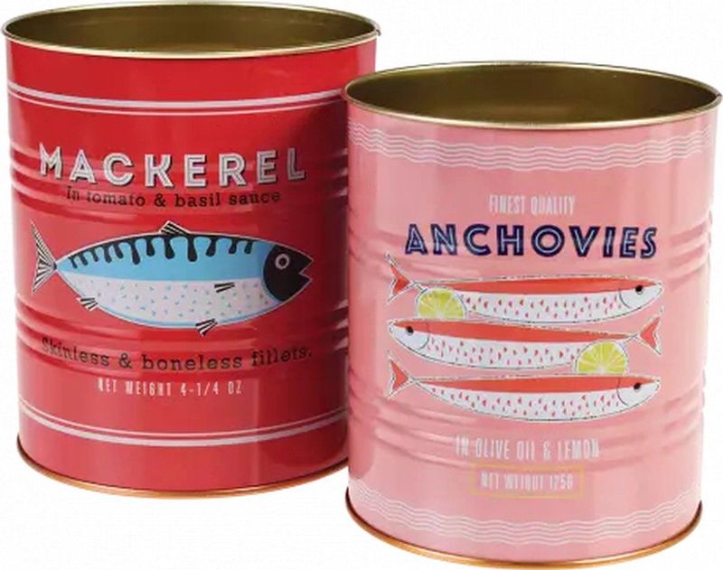 Bewaarblikken (set 2) vis in conserven - Rex London