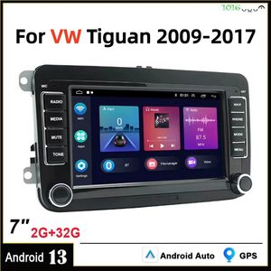 7inch Android 13 Auto Radio for VW Tiguan 2009-2017 | 2+32G GPS Navigatie Head Unit met Draadloos CarPlay/Android Auto, Bluetooth, WiFi, FM + Achteruitrijcamera