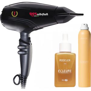 Babyliss PRO Föhn Rapido zwart + Elleure Modeler Olie 50ml + Haarlak 300ml