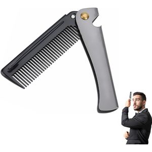 Baardkam - Kam - Zakkam - Beard Comb - Baardtrimmer - Haar Kam Here - Opklapbare kam - Baard Styling Tool - Opvouwbare Pocket Zakkam - Baard Verzorging - Styling van Baard en Snor - Inklapbaar - voor huishoudelijke kappersalon - Met flesopener