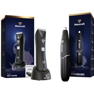 Mancraft Bodygroomer Mannen - Met Precisie Opzetstuk - Extra Veilig - 2 Lengtekammen - Waterdicht - Trimmer voor Lichaam en Schaamstreek - Schaamhaar Trimmer - Met Neustrimmer