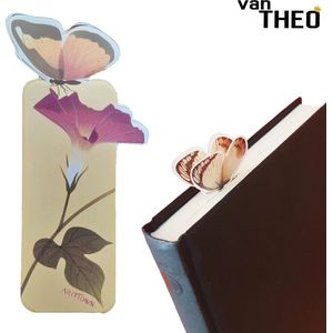 van Theo® Boekenlegger Vlinder & Bloem – Bladwijzer - Bookmark – Kaartje – Iris - Kleine Cadeautjes