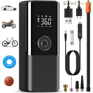 Goodivery ® - Elektrische luchtpomp - Draagbare batterijcompressor - Mini-fietspomp - ‎7.4 x 4.9 x 17.5 cm - Zwart