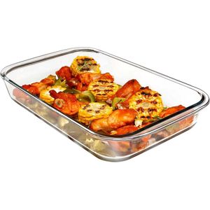 Glazen ovenschaal voor oven glasplaat met handvat (1.5L), glazen ovenschaal lasagne, ovenschaal rechthoekig, lasagneschaal