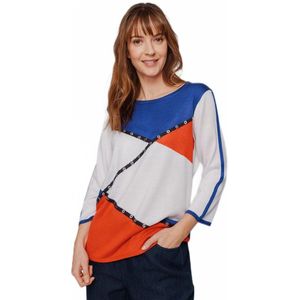 Trui met intarsia 3/4-mouwen