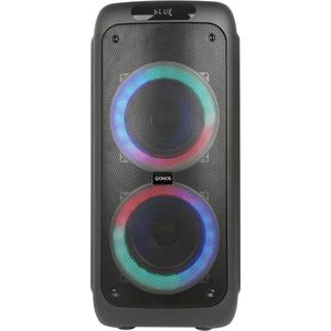 QONOS Bluetooth Speaker Partybox - Draadloos - 1 Microfoon - LED Verlichting - Kerstcadeau - Karaoke - Radio - 120W - Zwart