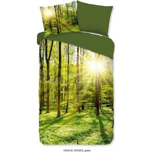 Pure Dekbedovertrek ""bomen in het bos"" - Groen - (200x200/220 cm) - Microfiber