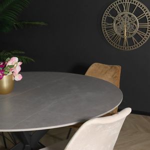 Eettafel rond 130cm Jenna marmerlook grijs ronde tafel