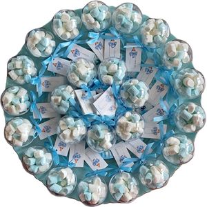 24 blauwe rammelaars op schaal voor babyshower of geboortefeest, rammelaar, kraamfeest, bedankje, uitdeelbedankje, kraamfeest, doop