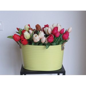 Emmer ovaal - Geel - Touw handvaten - Lente