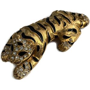 Petra's Sieradenwereld - Broche tijger goudkleurig met Swarovski steentjes (5)