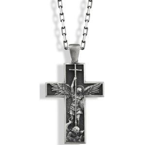 St Michael de Aartsengel in kruis medaillon ketting Oxidized 20 inches
