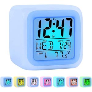 Wekkers voor Kinderen - Digitale Wekker - LED-Display - Digitale Kinderwekker met 7 Kleurwisselingen - Nachtwekker met Temperatuur, Datum, Snooze - Wekker Kind - Kinderwekker - Alarmklok - 4x AAA Batterijen Inbegrepen