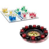 Relaxdays 2-delige drankspel set - drinkspel roulette - drinking ludo - dobbelstenen