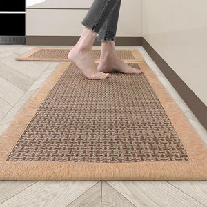 Keukentapijt, wasbaar, antislip, keukenloper van katoen en linnen, geweven, tapijtloper, loper, absorberend, keukenmat voor keuken, eetkamer, wasruimte (bruin, 50 x 120 cm)