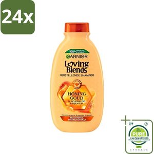Garnier - Loving Blends - Shampoo - Honing Goud - Beschadigd & Breekbaar Haar - 300 ml - Voordeelverpakking - 24 stuks - Honing Shampoo - Haarherstellende Shampoo