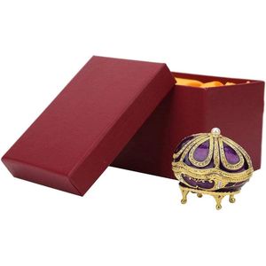 Vintage Style Paars Faberge Egg Sieraden Doos - Prachtige Eieren Collectie met Strass Decoratie .
