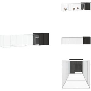 vidaXL Kippenhok - Kippenhokken - Kippenverblijf - Kippenkooi - Kippenhok 400x91x100 cm gegalvaniseerd staal antracietkleurig