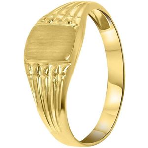 Unisex - Kinder ring - Vierkant - Cadeau - 14 Karaat Goud - Geelgoud