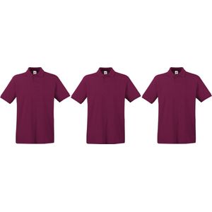 3-Pack maat 3XL grote maat bordeaux rood polo shirt premium van katoen voor heren 3XL - Polo t-shirts voor heren