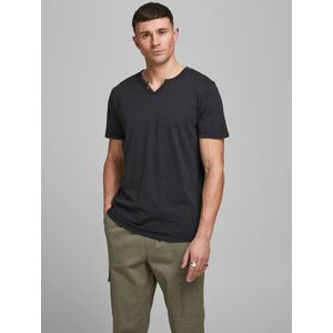 Jack & Jones split-hals shirt zwart - S