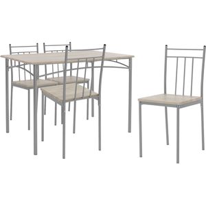 Eetset voor 4 personen 5-delig met eettafel en 4 stoelen licht eikenhout ML design