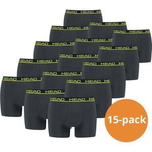 HEAD Boxershorts Basic Phantom / Lime Punch - 15-pack Grijze heren boxershorts - Maat XL