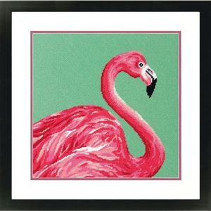 Borduurpakket Pink Flamingo om te borduren Dimensions voorbedrukt