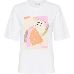 Kaffe T-shirt Kamira T Shirt 10508592 Optical White/watermelon Dames Maat - XL