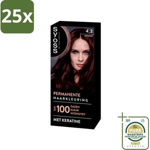 25 x SYOSS - Coloration 4-2 Mahonie - Haarverf - Grijsdekking - Vermindert Haarbreuk - Grootverpakking - Haarverf - Grijsdekking - Permanent Haarkleuren - Keratine - Haarverf Mahonie