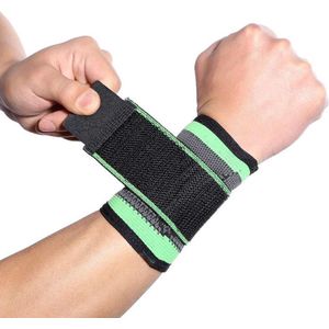 New Age Devi - Elastische polsbandage brace met klitteband groen-zwart