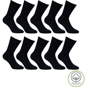 Sorprese 100% Katoenen Sokken - 10 Paar - Maat 35-38 - Zwart - Sokken Dames - Aangenaam Dunne Naadloze Sokken - Sokken Kinderen - Cadeau