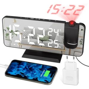 Moderne Projectiewekker met Digitale Klok en Sluimerfunctie