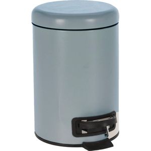 Grijs blauwe vuilnisbak/pedaalemmer 3 liter van 17 x 25 cm - Badkameraccessoires - Toiletaccessoires - Kleine prullenbakken