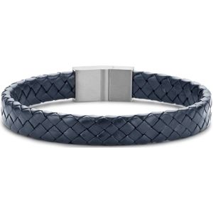 Frank 1967 bracelet dark navy blue braided leather 23cm ips