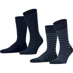 Esprit Fine Stripe 2-Pack duurzaam gestreept organisch katoen multipack sokken heren blauw - Maat 39-42