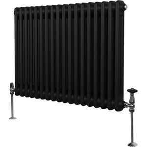 Monster Shop Traditionele Stijl 2 Kolom Horizontale Radiatoren - 600 x 832mm - Hoogwaardig Carbon Staal - Hoge BTU Warmte Output - Inclusief Bevestigingskit & Borstel - 15 Jaar Garantie - Zwart